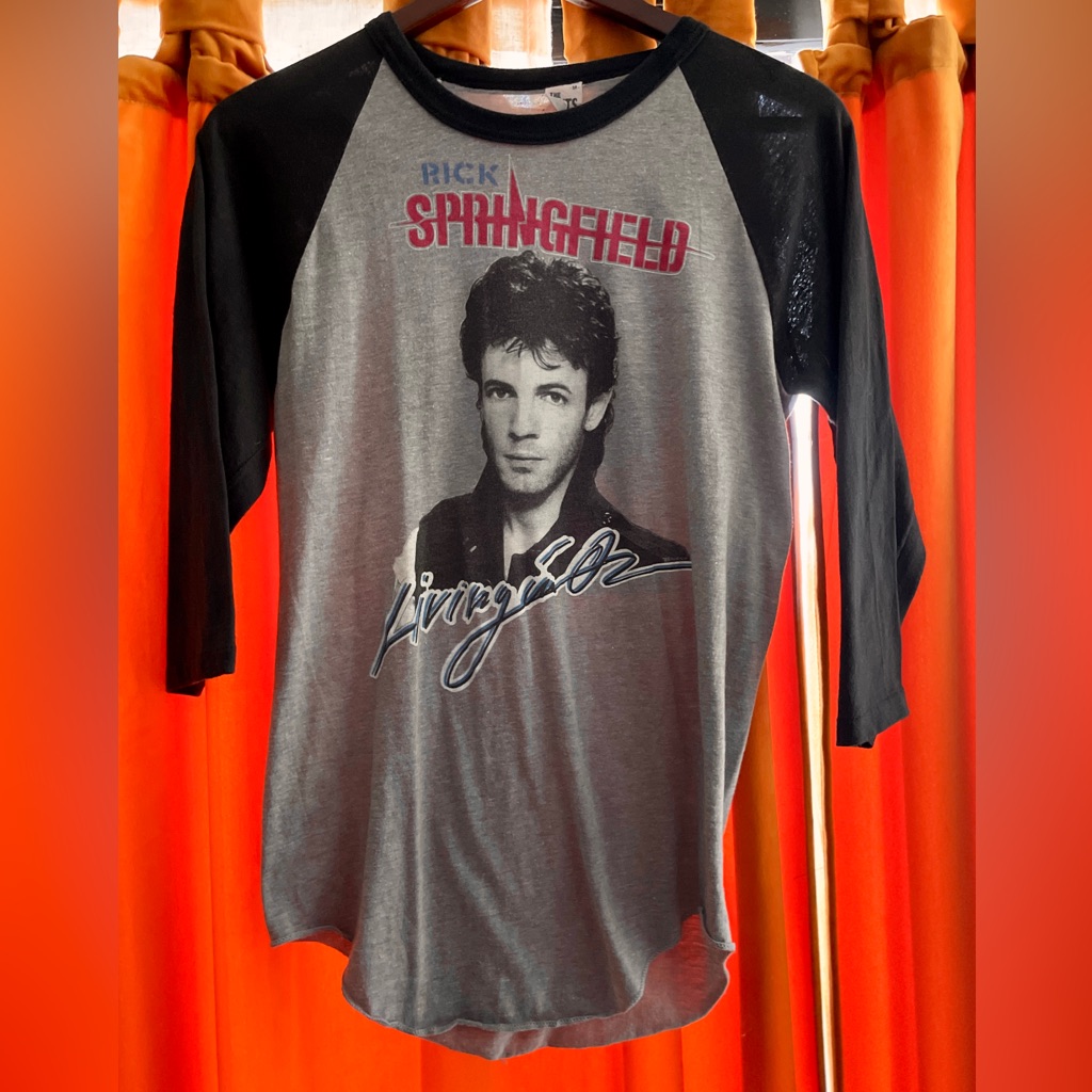 100% Authentic Vintage Rick Springfield 1983 Tour 3/4 Sleeve Shirt Size Medium